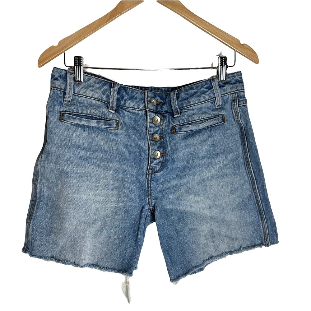 Free People Button Fly Cut Off Short Womens 28 Frayed Hem Mid Rise